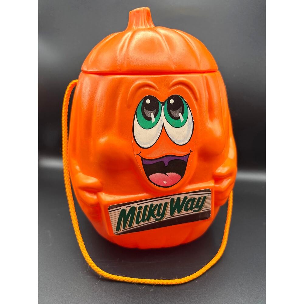 Vintage 1989 Mars Milky Way Pumpkin Halloween Blow Mold Jack O Lantern Bucket